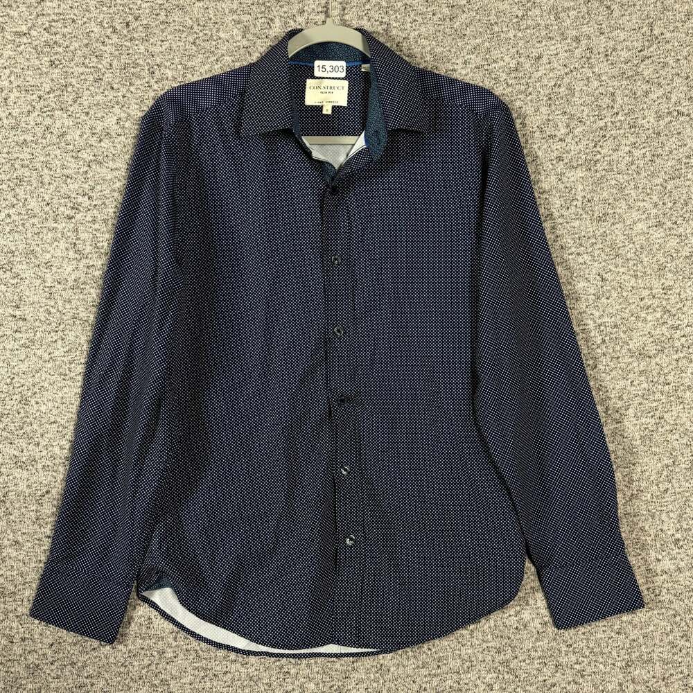 Con.struct Men's Size Small Blue Printed Long Sleeve Collared Button Up Shirt